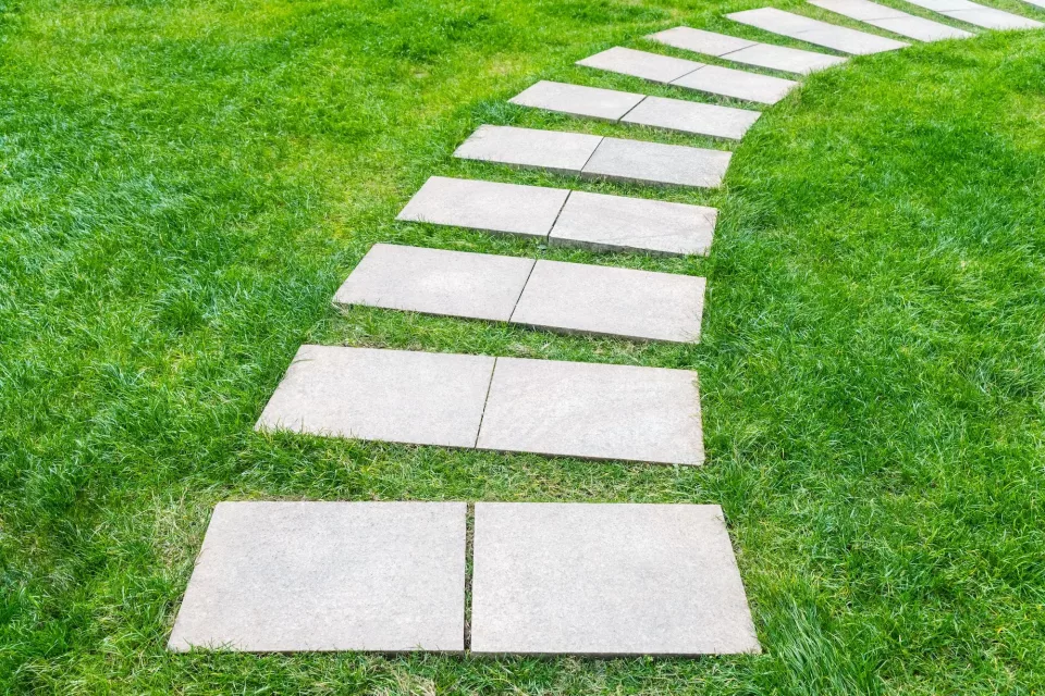 stone path on the lawn